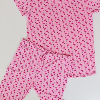 تیشرت شلوارک H&M طرح فلامینگو صورتی کد 3006